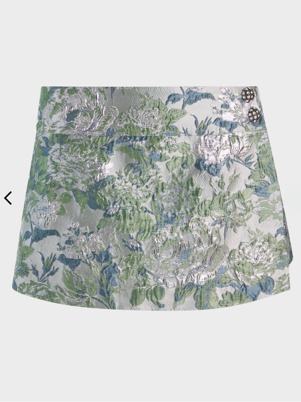 Alice + Olivia Metallic Floral Brocade Mini Skirt in Cream, Green & Blue